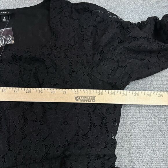 New Torrid Peplum Lace Puff Sleeve Top Size 4 Black Blouse Long Sleeve Plus - Picture 8 of 16